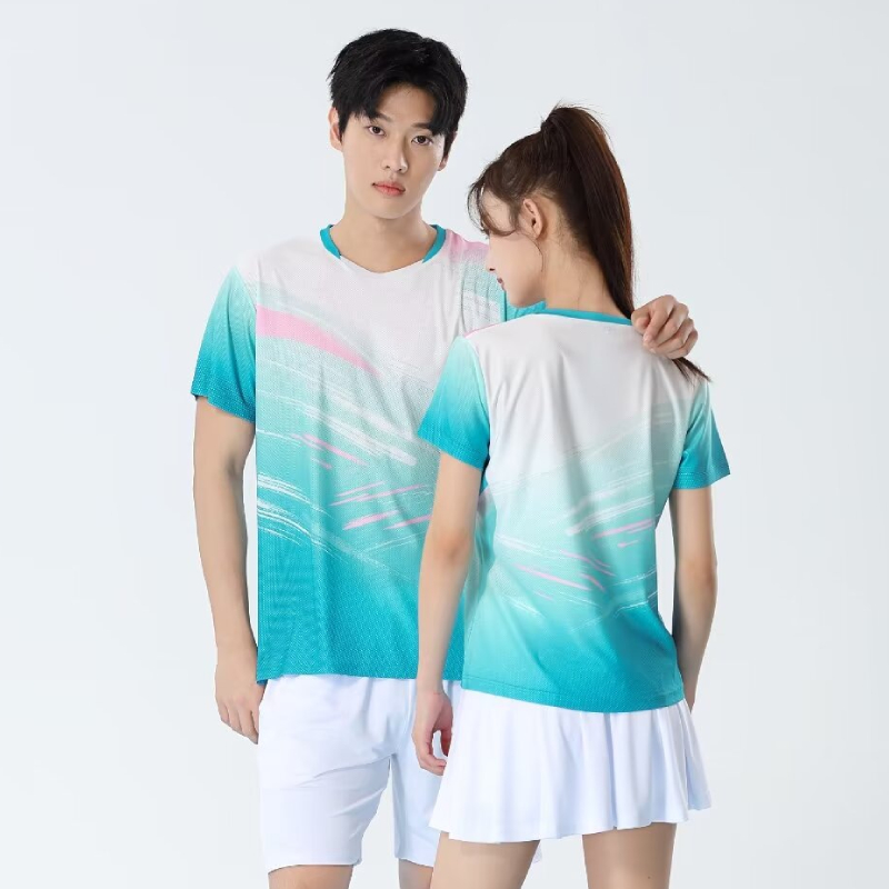 Table Tennis Jersey - เสื้อยืดเทเบิลเทนนิสแบบยูนิเซ็กซ์ ระบายอากาศได้ดี เหมาะสำหรับกีฬาแบดมินตัน เสื้อกีฬาแห้งเร็วสำหรับผู้ชายและผู้หญิง เหมาะสำหรับการเล่นปิงปอง