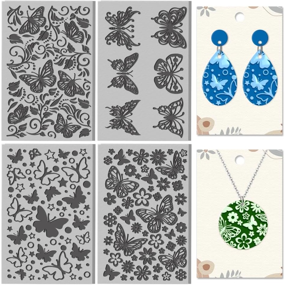 Butterfly Rubber Sheet - ยางเลเซอร์ไดคัท 4 แผ่น สำหรับเครื่องแกะสลักตราประทับ งาน DIY