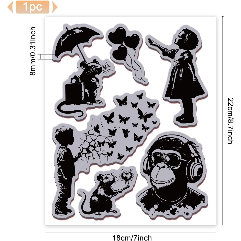 แสตมป์ยางรูปลิงกราฟฟิตี 8.7x7  - Butterfly Rubber Sheet บทวิจารณ์และราคา